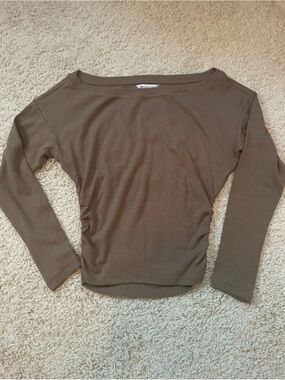 Athleta Boatneck Long-Sleeve Top in Olive Brown
